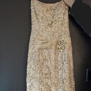 Strapless Champagne Evening Gown